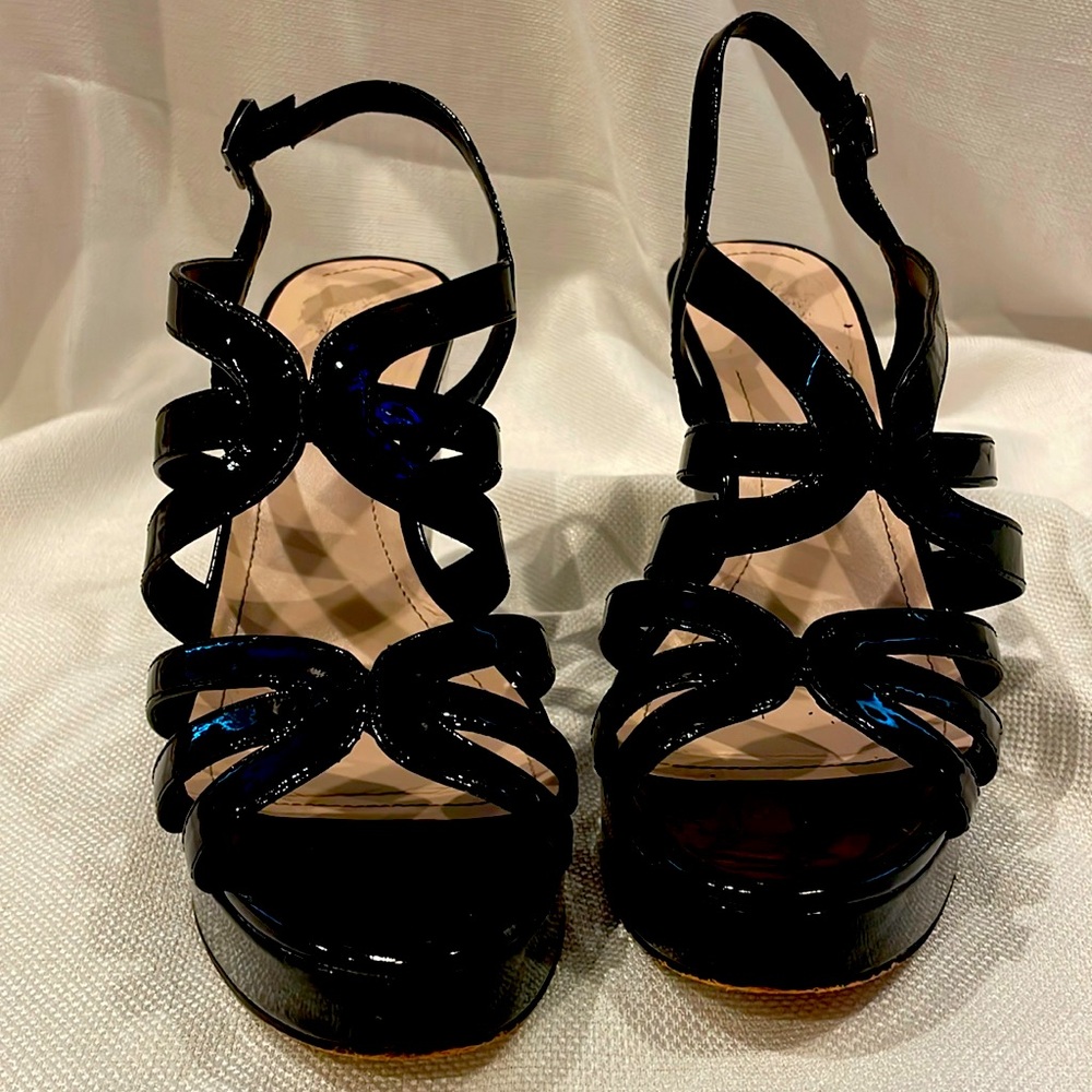 Vincent Camuto black patent platform wedges. Worn only a few times.